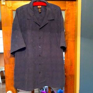 Harley Davidson dusty dark blue shirt sleeve shirt with palm tree motif